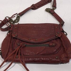 Women's Abaco Paris Dark Red Leather Chain Crossbody Bag